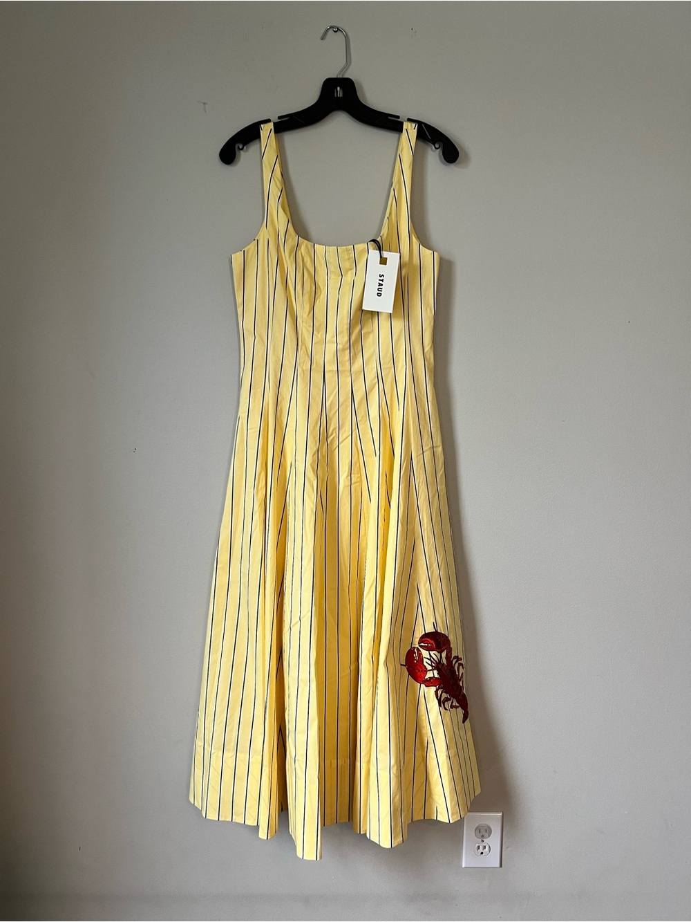 Yellow Striped Kids Dress with Red Floral Applique - Casual Sundress